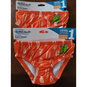 NEW Lot 2 Size 6 Months SwimSchool Reusable Swim Diapers Orange 13-18 LBS NIB
